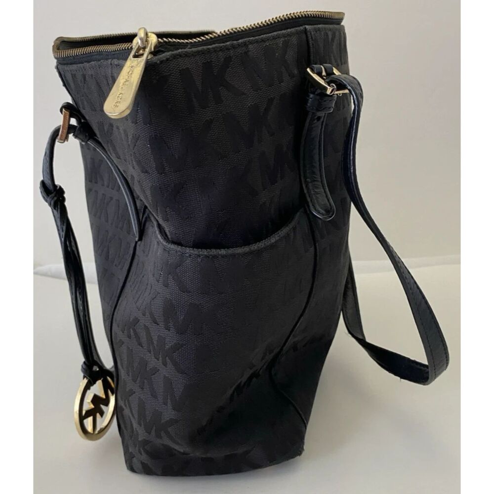 Michael Kors Women's Soft HandBag, Large - Black MK Logo - Picture 11 of 16